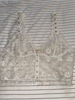 For Love & Lemons White Lace Top